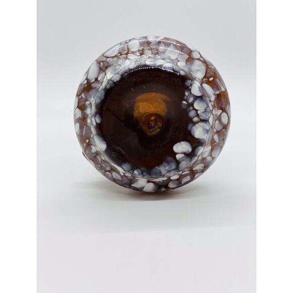 Studio Art Glass Brown blown vase pitcher /white splatter/swan handle - Picture 9 of 9